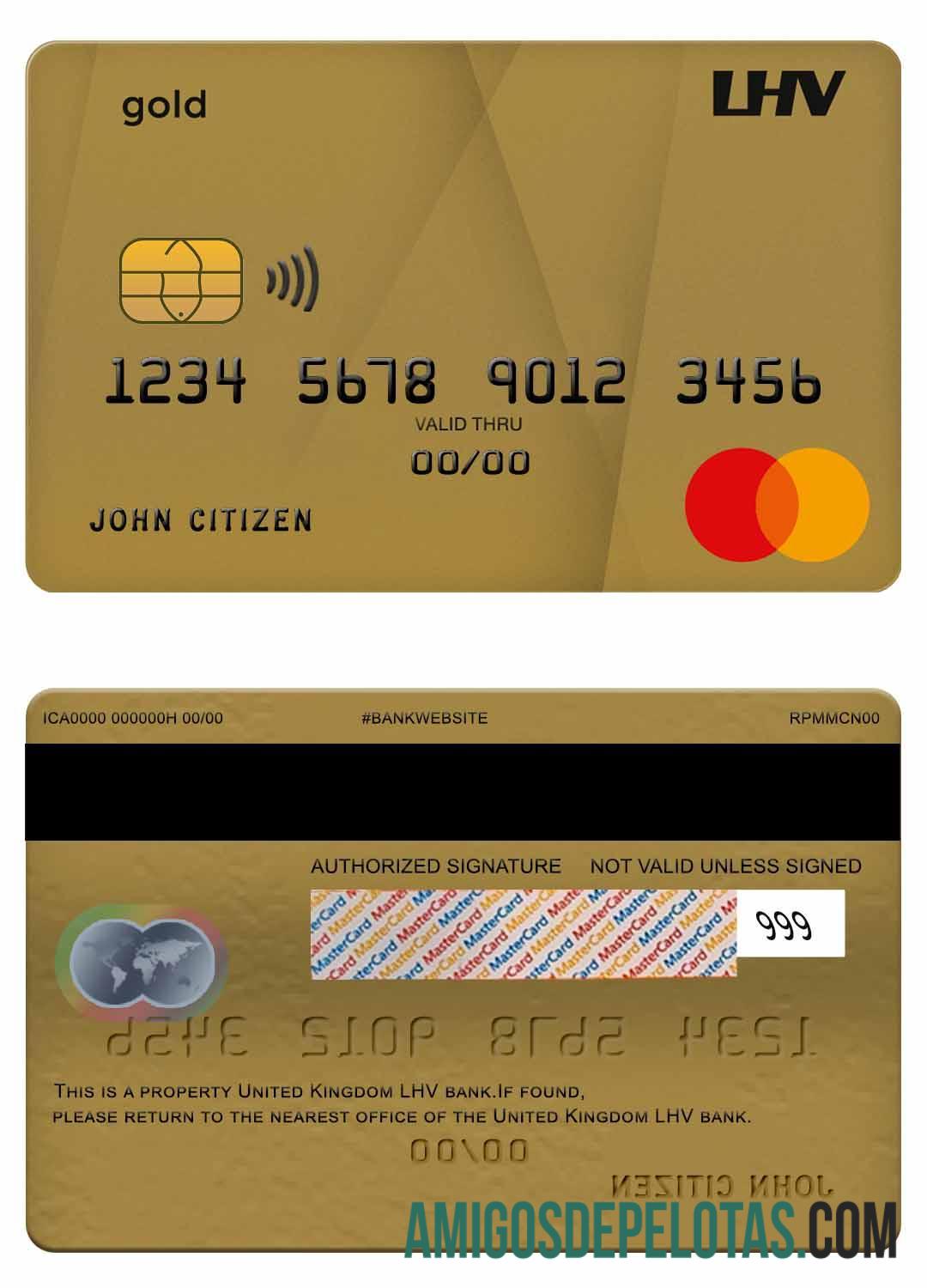 Reino Unido LHV Bank Mastercard Gold exemplo real
